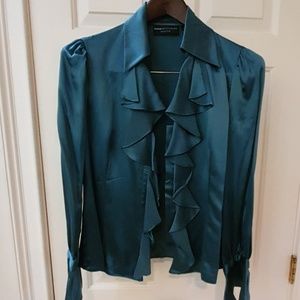 Dana Buchman 100% Silk teal green blouse. Size 6P